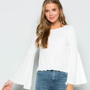 Wasabi + Mint White Bell Sleeve Top